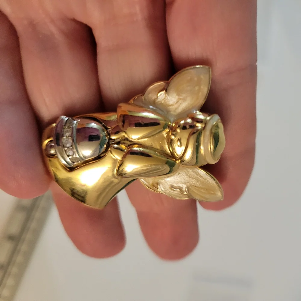 Vintage Enameled Angel Brooch Holiday